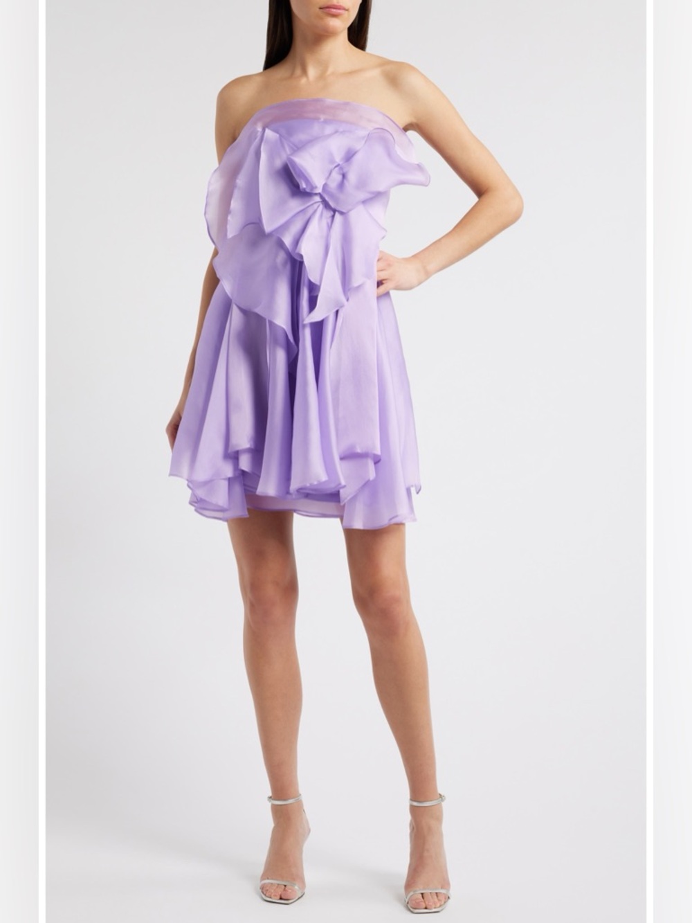 Sonya Moda Rosa Strapless Silk Organza cocktail Dress - Picture 2 of 15